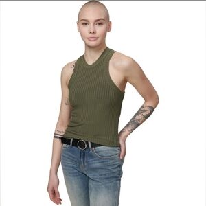 Free People Movement Women's Blissed Out Sleeveless Crewneck Ribbed Tank Olive M